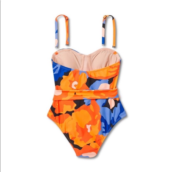 Floral Print Underwire Tie Front One Piece Swimsuit Maillot Tabitha Brown NWT - Picture 6 of 11